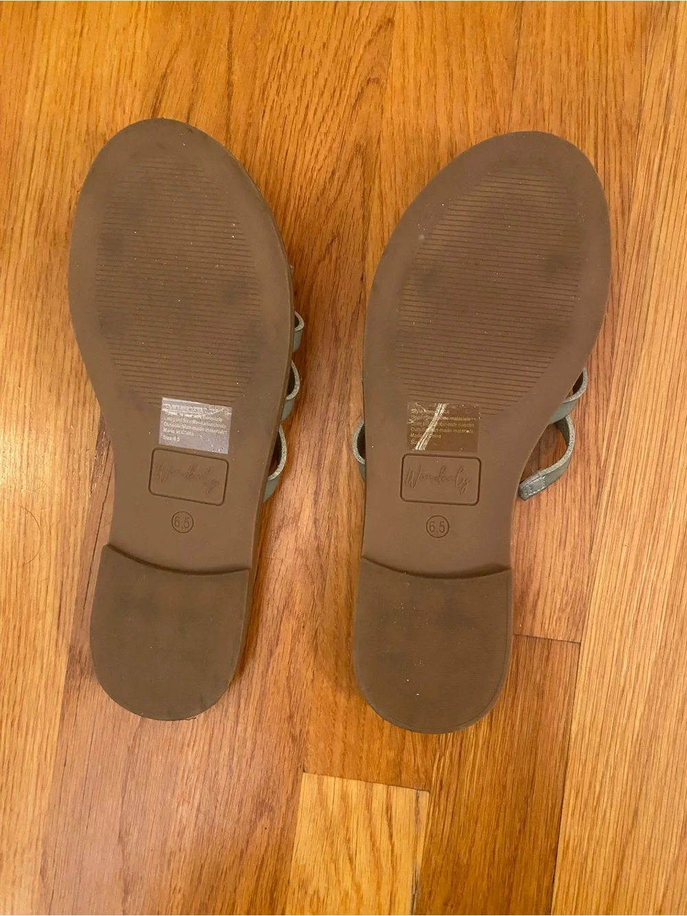 Wonderly Olive Braided Slide Sandals with Gold Stud Trim
